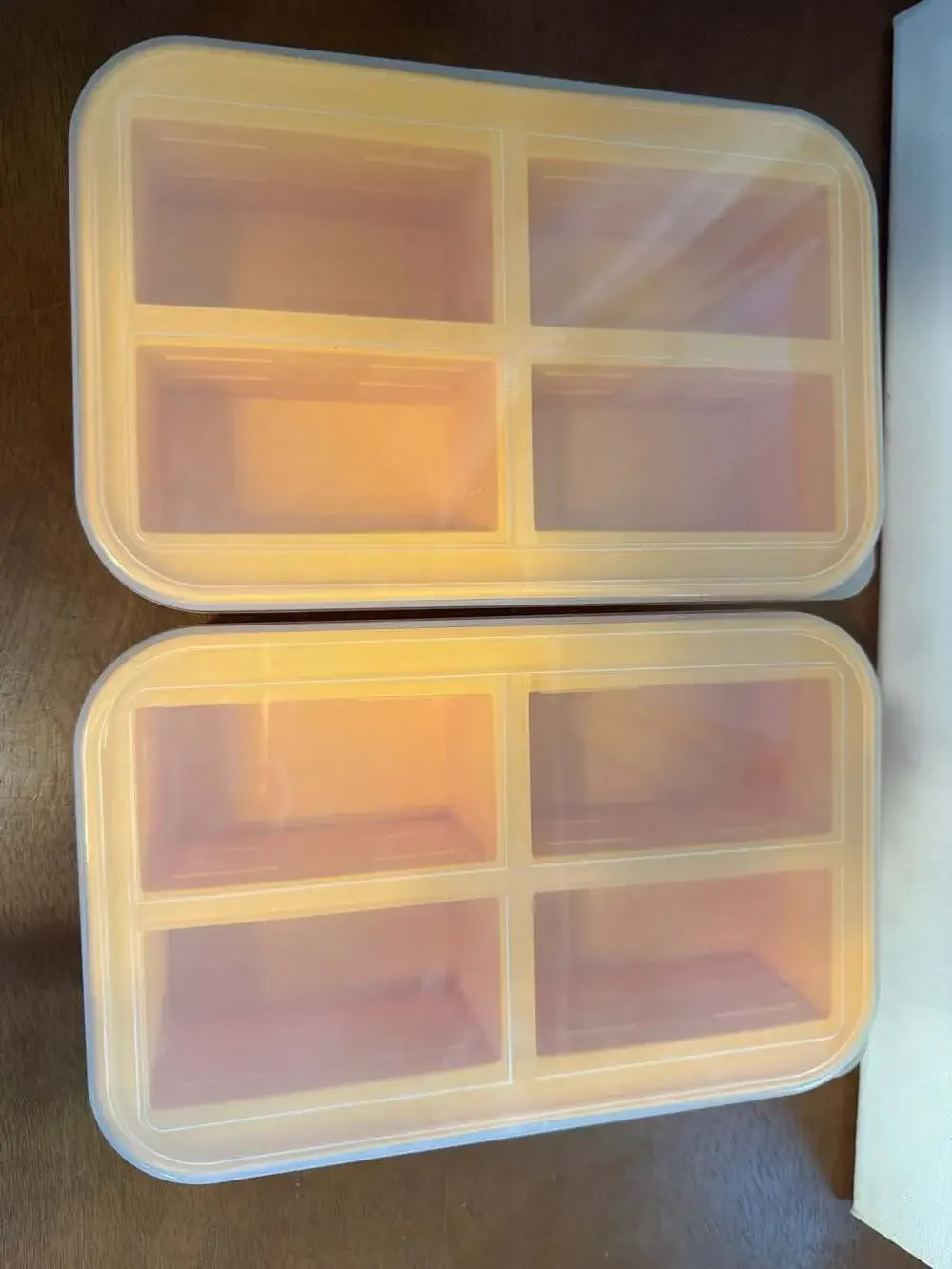 2 Pack Silicone Soup Freezer Containers with Lids 4 Compartment Food Storage Con